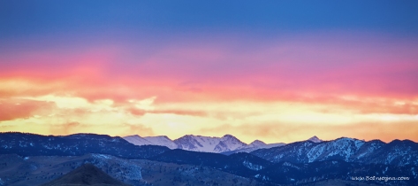 Rocky Mountain Sunset Burning Layers Panorama Canvas Art
