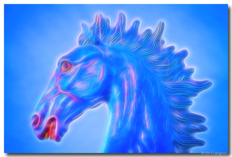 Blucifer The Blue Horse Headshot Art Print